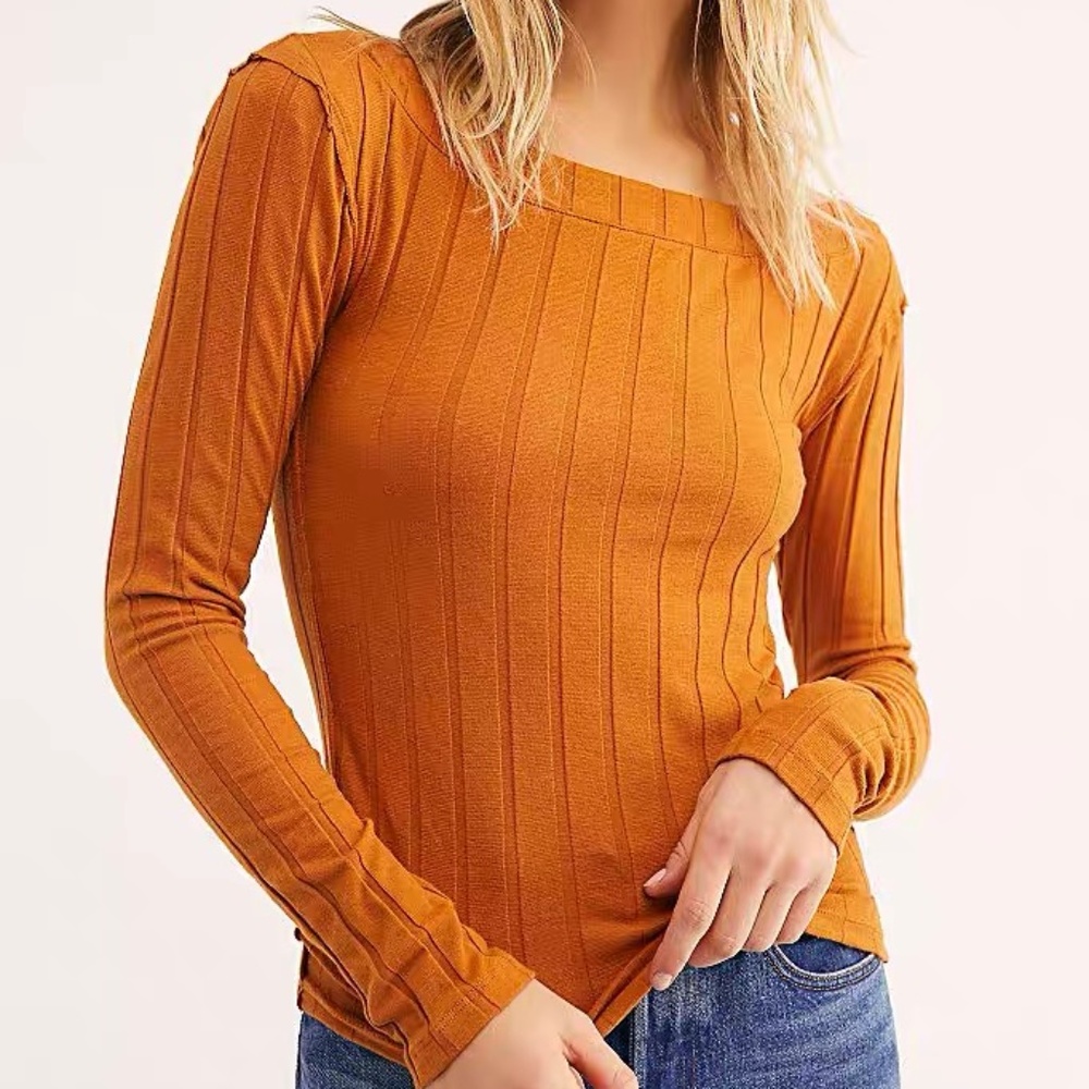 Free People Top Long Sleeve Brown Shirt Size XS